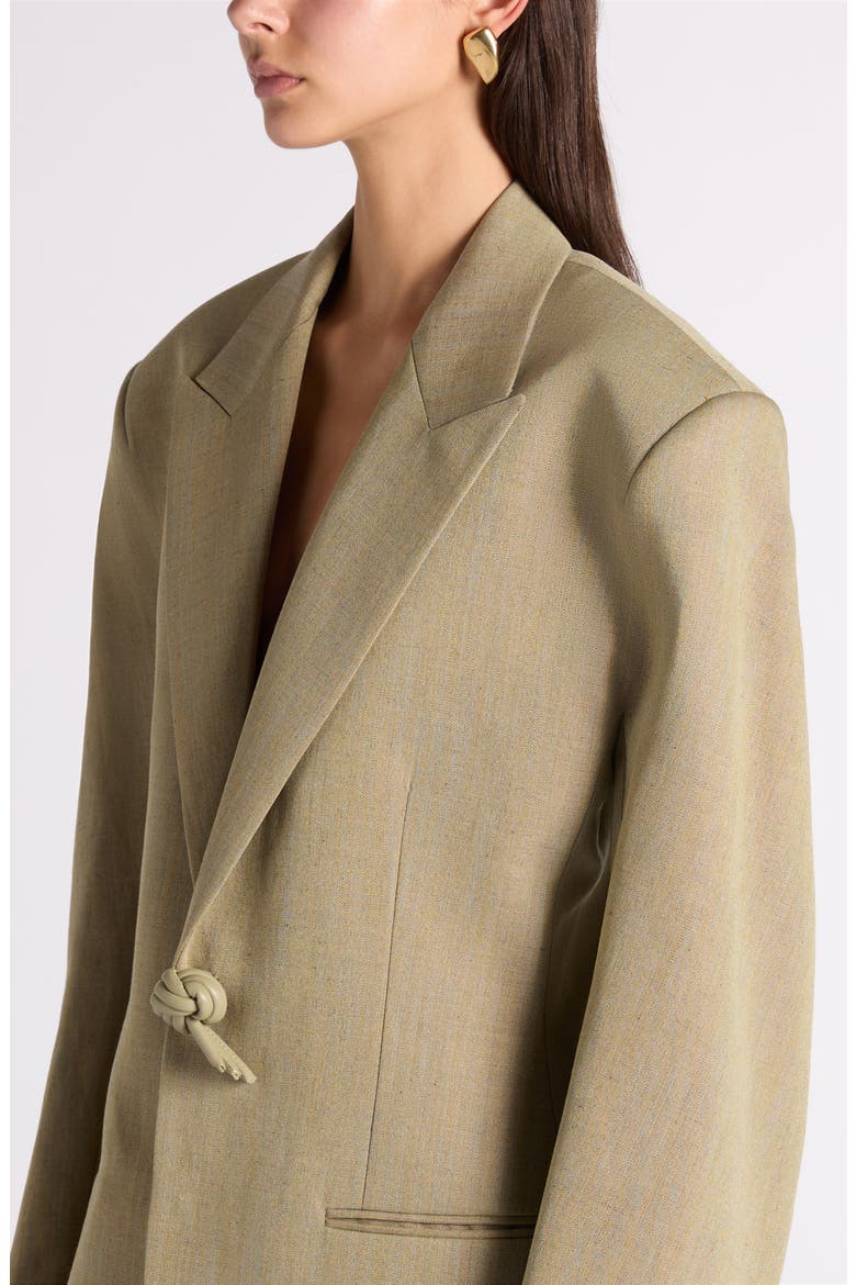 Knot Embellished Wool & Linen Blend Jacket, Alternate, color, 3133 GREEN/ LAVA MEL
