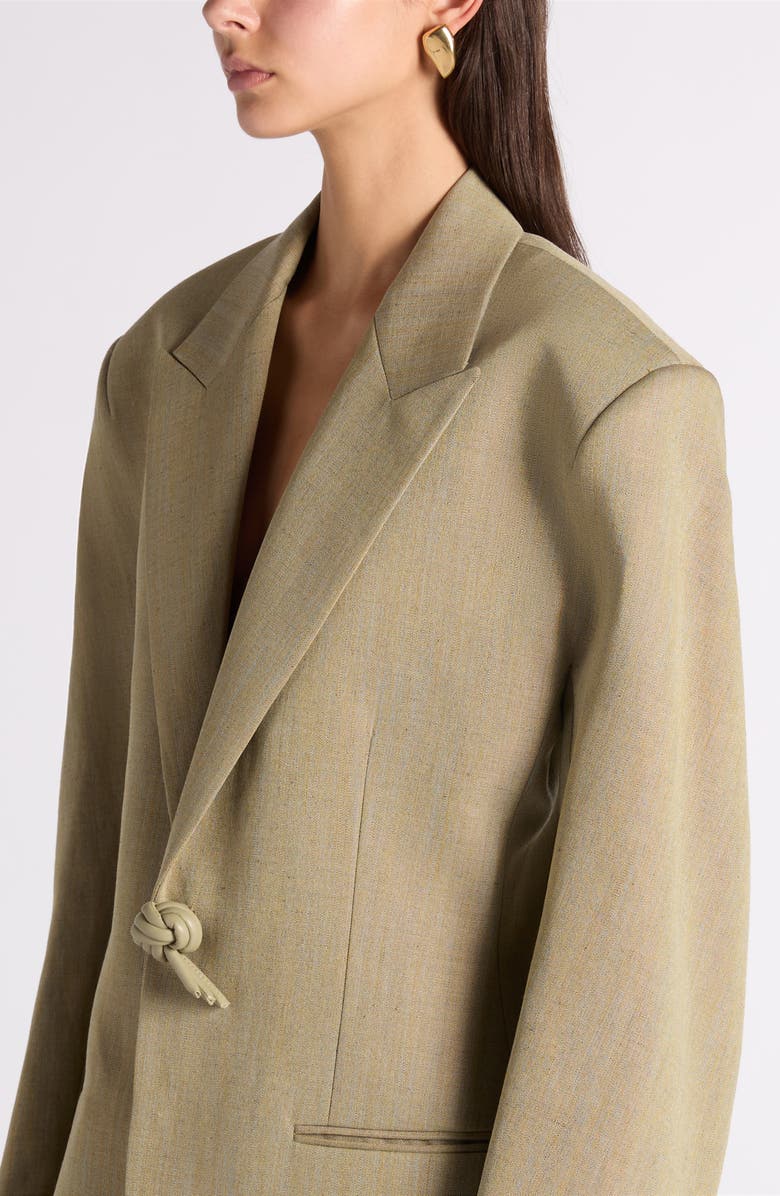Bottega Veneta Knot Embellished Wool & Linen Blend Jacket, Alternate, color, 3133 Green/ Lava Mel
