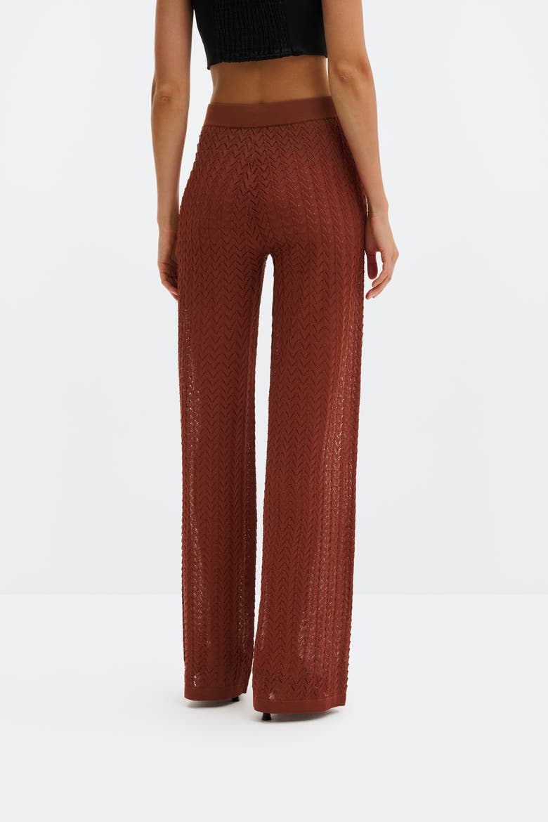 Martina Wide Structure Knitted Pants, Alternate, color, Rust