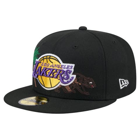 Men's New Era Black Los Angeles Lakers State Stitch 59FIFTY Fitted Hat