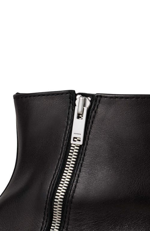 Sandro Zipped Leather Ankle Boots In Black