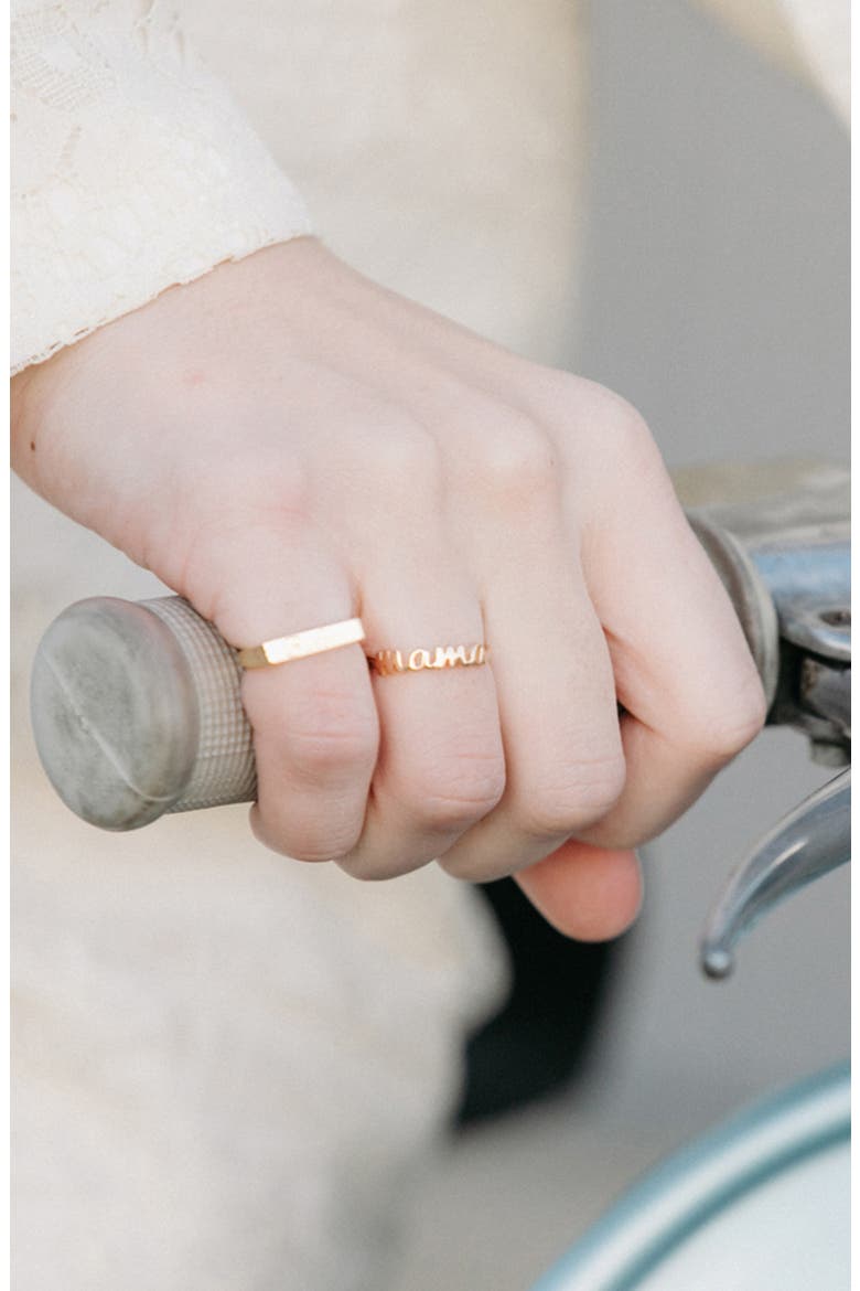Mama Script Ring, Alternate, color, GOLD