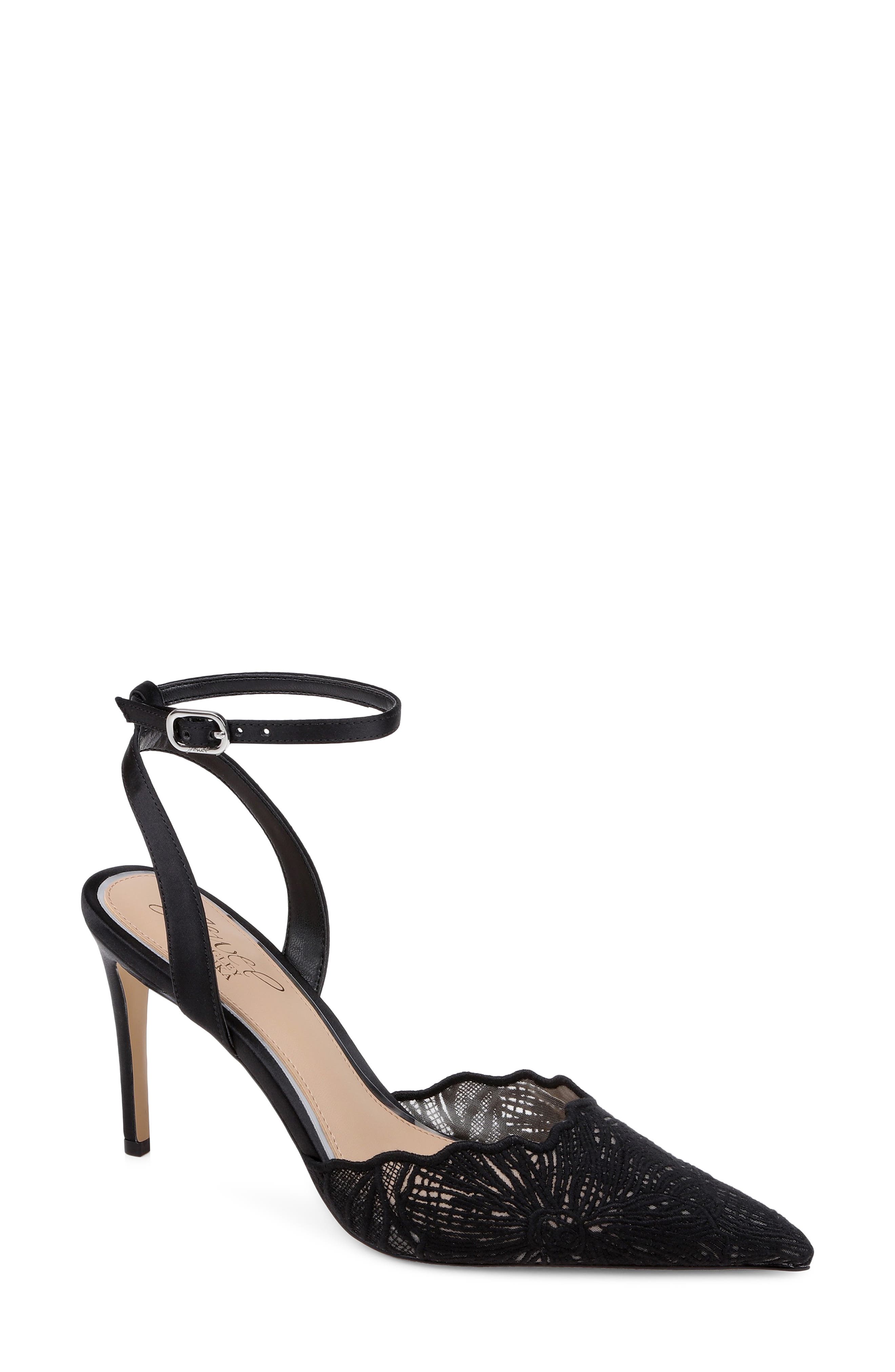 Jewel Badgley Mischka Zaima Ankle Strap Pump, Main, color, Black Satin