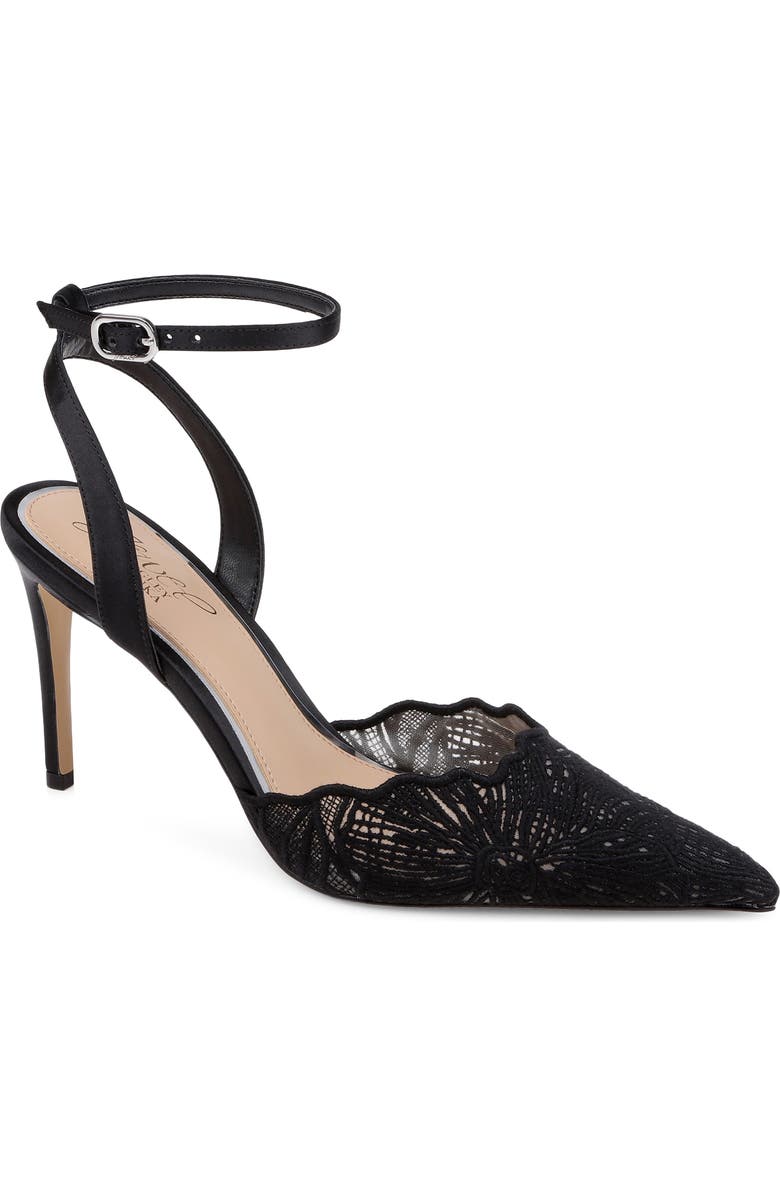 Jewel Badgley Mischka Zaima Ankle Strap Pump, Main, color, Black Satin