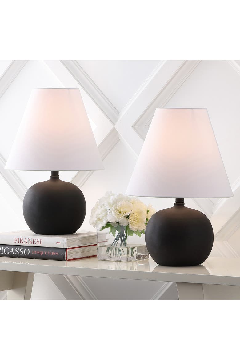 Asher 18.25" Minimalist Scandinavian Resin/Iron Gourd LED Table Lamp, Alternate, color, Matte Black