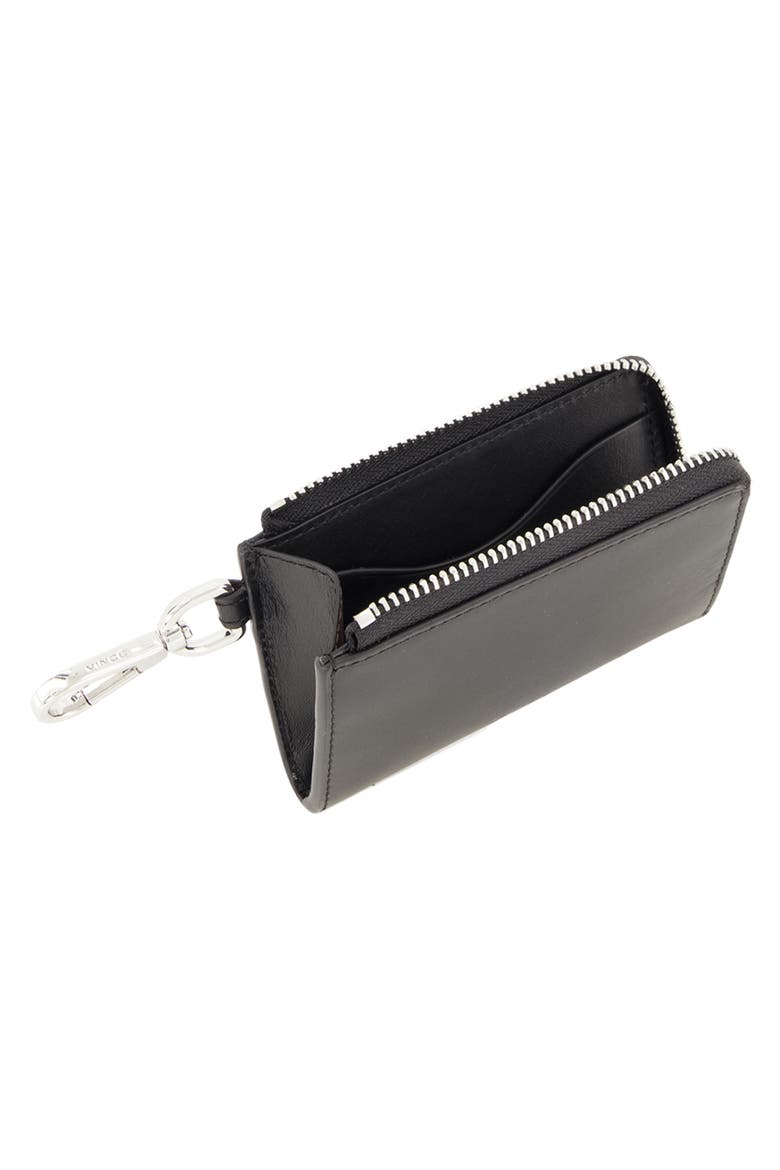 Zip Top Leather Card Case, Alternate, color, BLACK