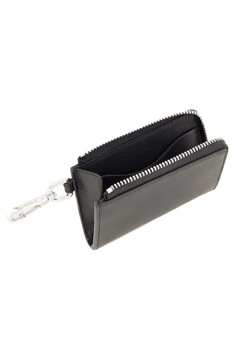 Vince Zip Top Leather Card Case, Alternate, color, Black