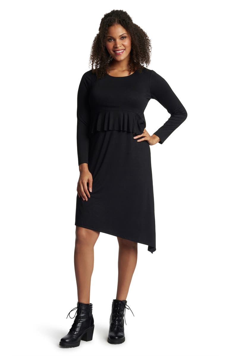 Everly Grey Melissa Long Sleeve Peplum Maternity/Nursing Dress, Alternate, color, 