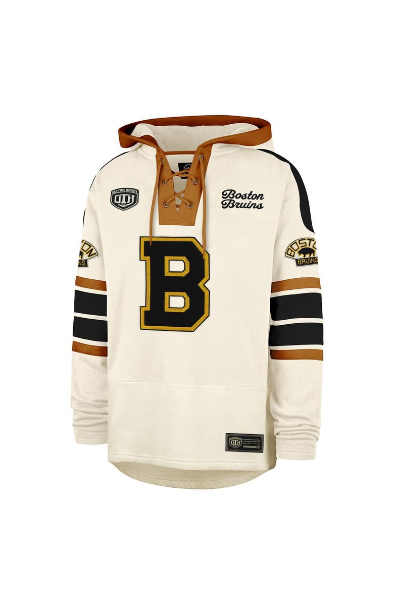 '47 Men's '47 Bobby Orr Cream Boston Bruins Blue Line Heritage Name & Number Lace-Up Pullover Hoodie, Alternate, color, Cream