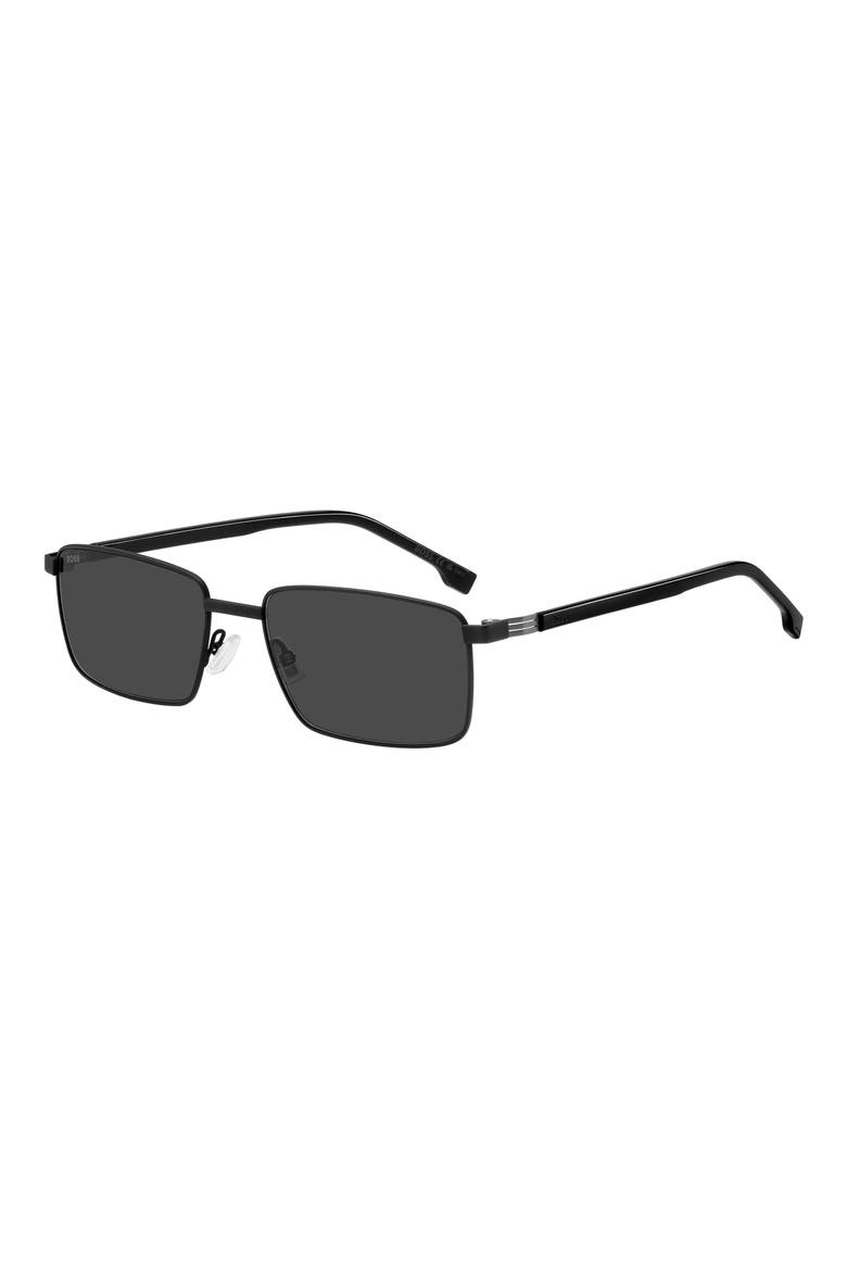 57mm Rectangular Sunglasses, Alternate, color, MATTE BLACK