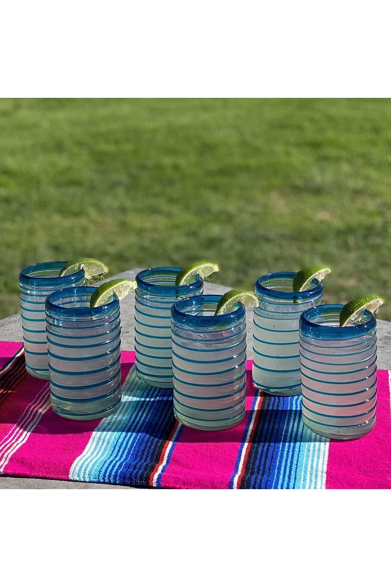Spiral Design Drinking Glasses - Set of 6, Alternate, color, Aqua