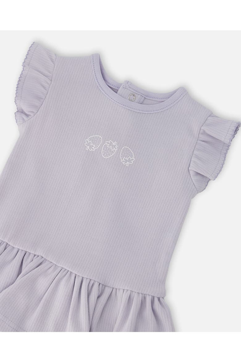 Cotton Rib Jersey Romper with Frill, Alternate, color, Lilac