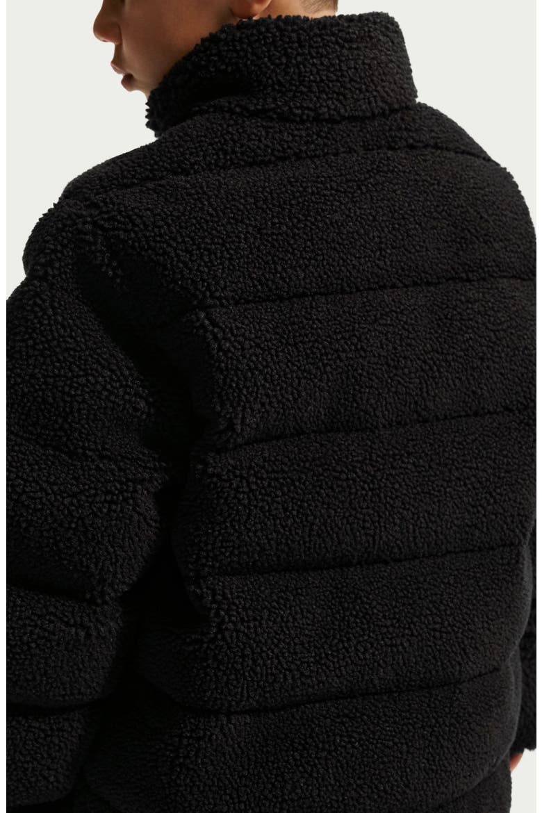Kids' Sportswear Therma-FIT Faux Fur Puffer Jacket, Alternate, color, BLACK/ BLACK/ WHITE
