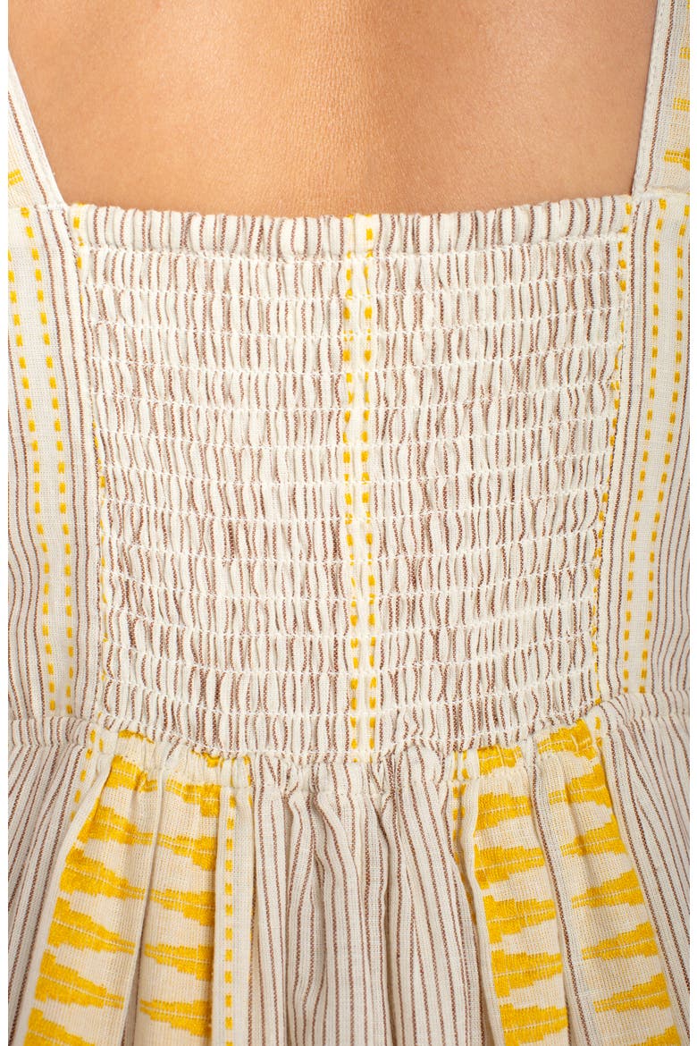 Embroidered Sleeveless Midi Dress, Alternate, color, CREAM BROWN STRIPE
