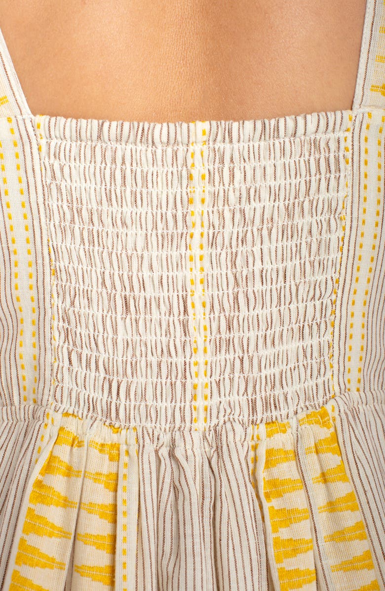 Liverpool Embroidered Sleeveless Midi Dress, Alternate, color, Cream Brown Stripe