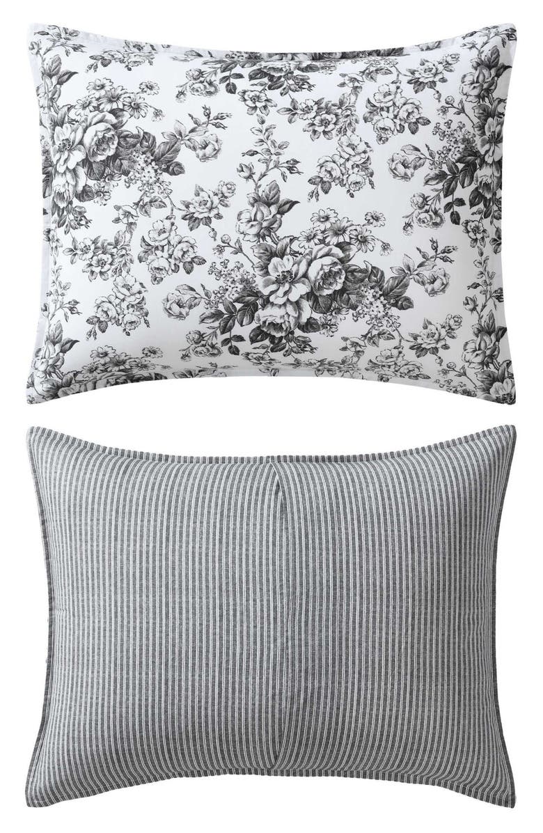Laura Ashley Toile Delight Cotton Comforter & Sham Set, Alternate, color, Dark Grey