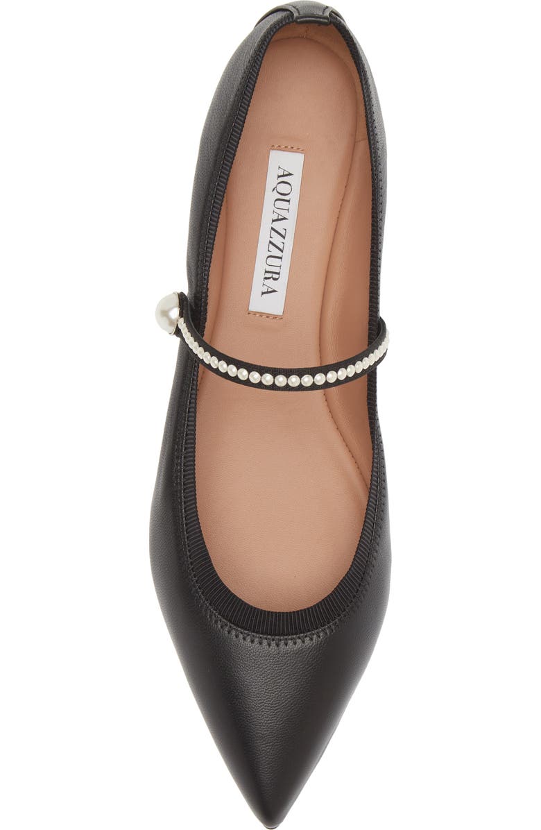 Aquazzura Romy Pearly Strap Pointed Toe Mary Jane Flat, Alternate, color,