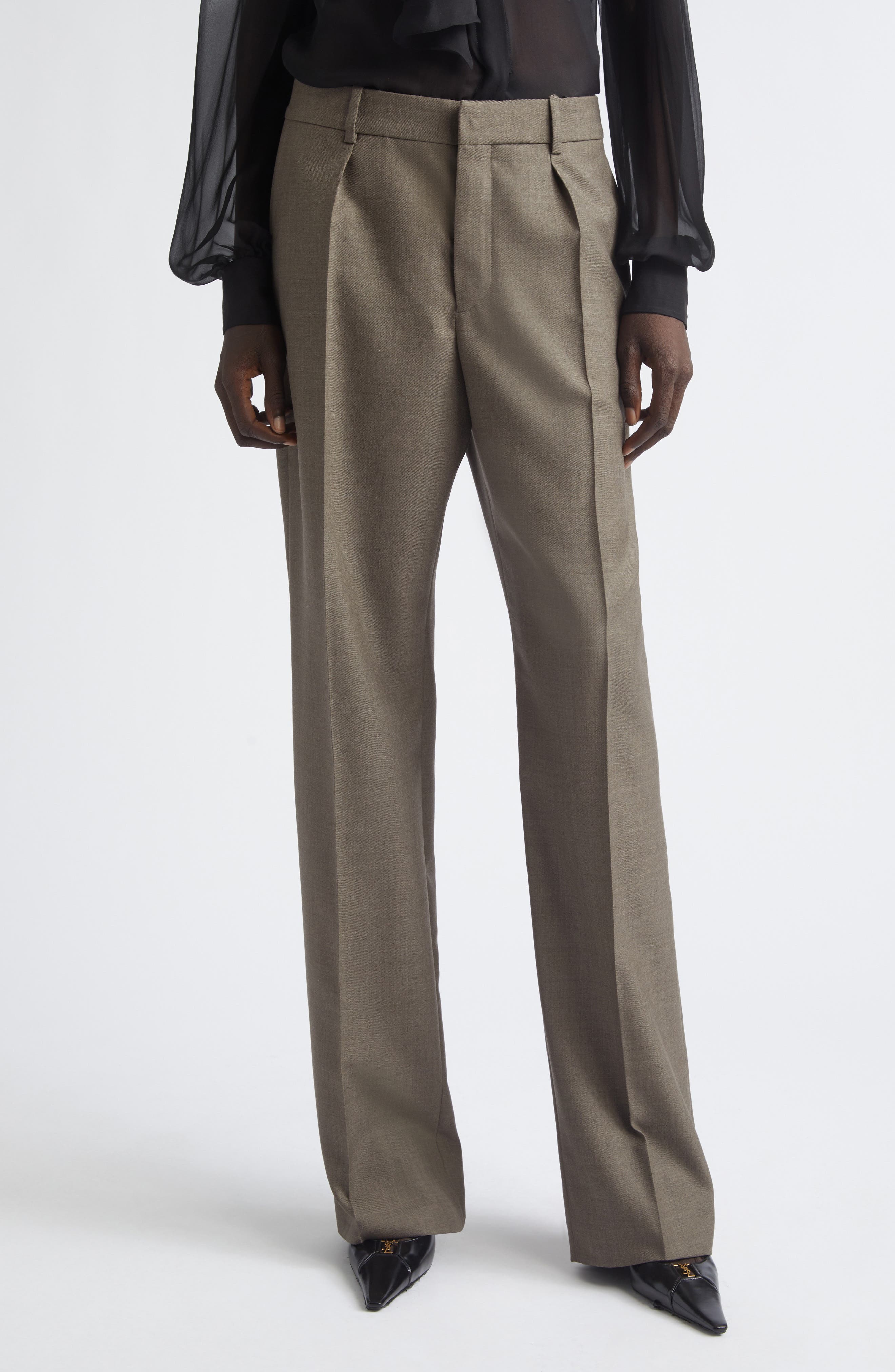 Wool Straight Leg Pants