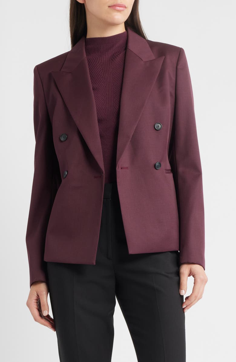 BOSS Jiamia Virgin Wool Double Breasted Blazer, Alternate, color, Soft Vermillion