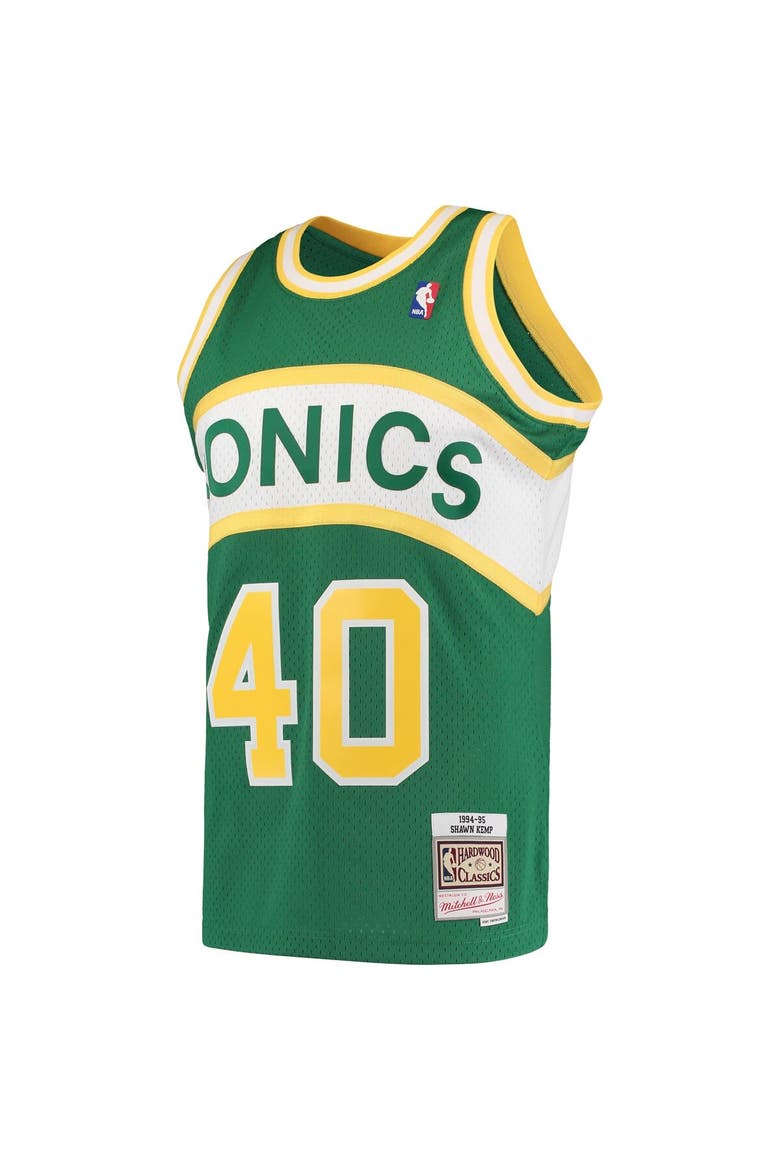 Men's Mitchell & Ness Shawn Kemp Green Seattle SuperSonics Hardwood Classics 1994-95 Swingman Jersey, Alternate, color, Green