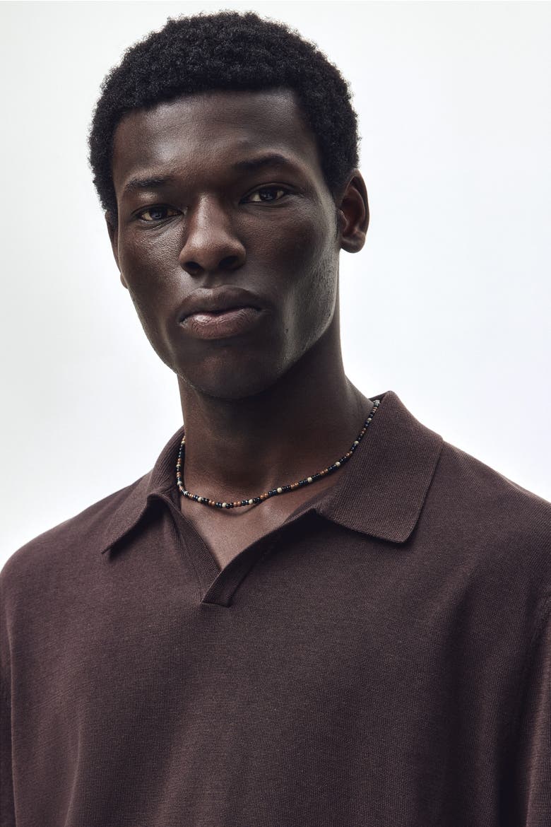 Regular Fit Silk-blend Polo Shirt, Alternate, color, Dark brown