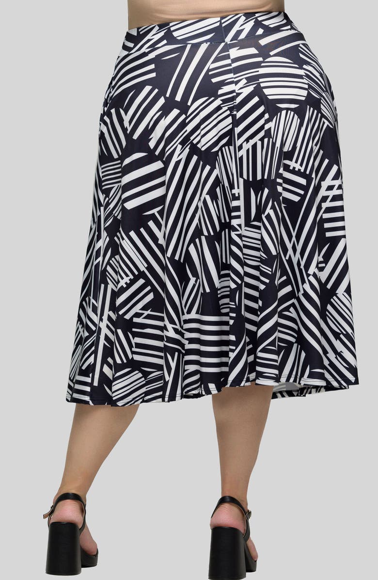 24seven Comfort Apparel Pull-On Midi Skirt, Main, color, Black Multi