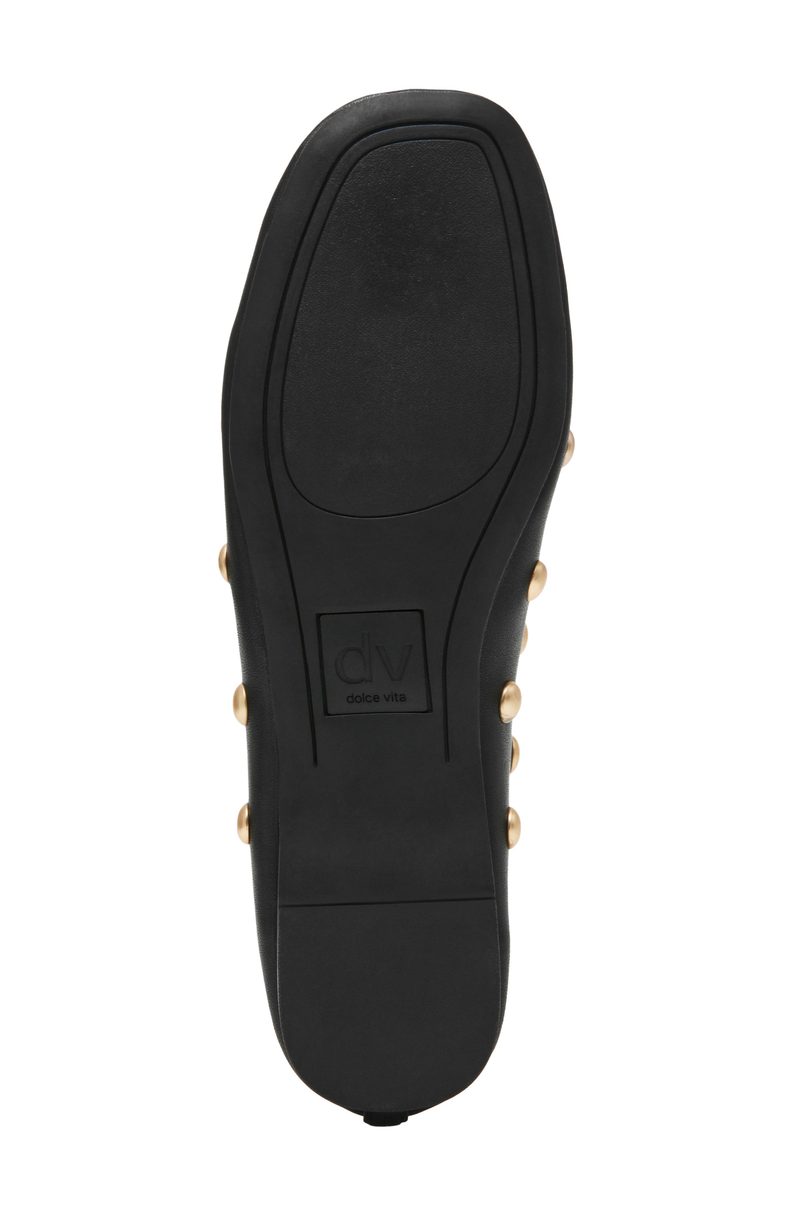 Karma Studded Flat, Alternate, color, BLACK SMOOTH