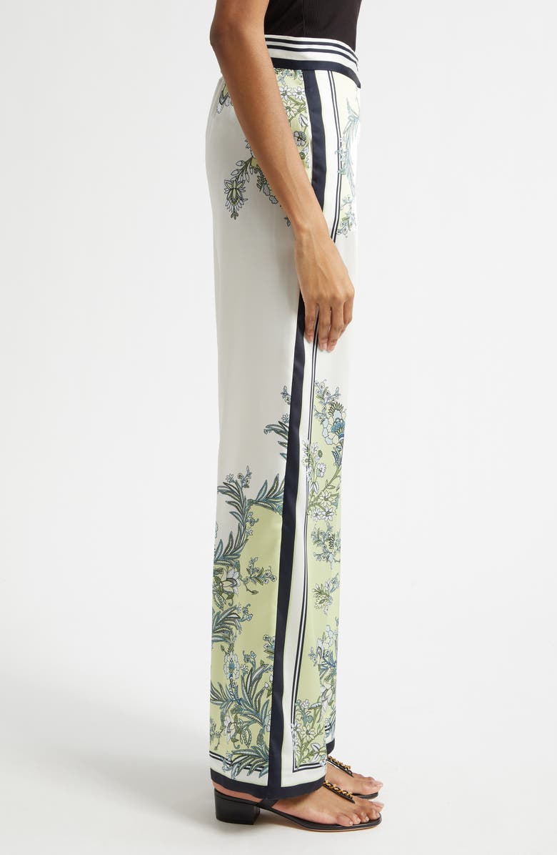 Veronica Beard Grigore High Waist Wide Leg Floral Print Pants, Alternate, color, Light Pistachio Multi