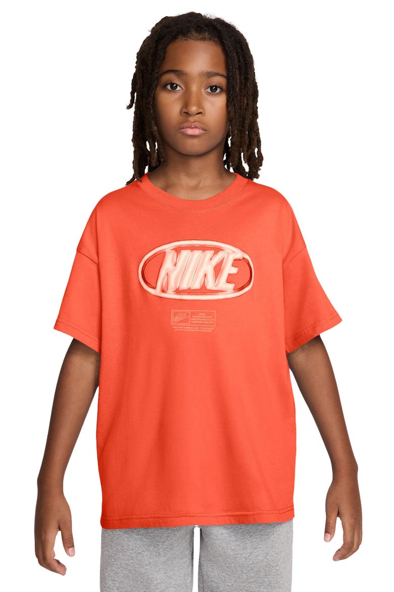 Kids' Sportswear Oval Logo Cotton Graphic T-Shirt, Main, color, TURF ORANGE