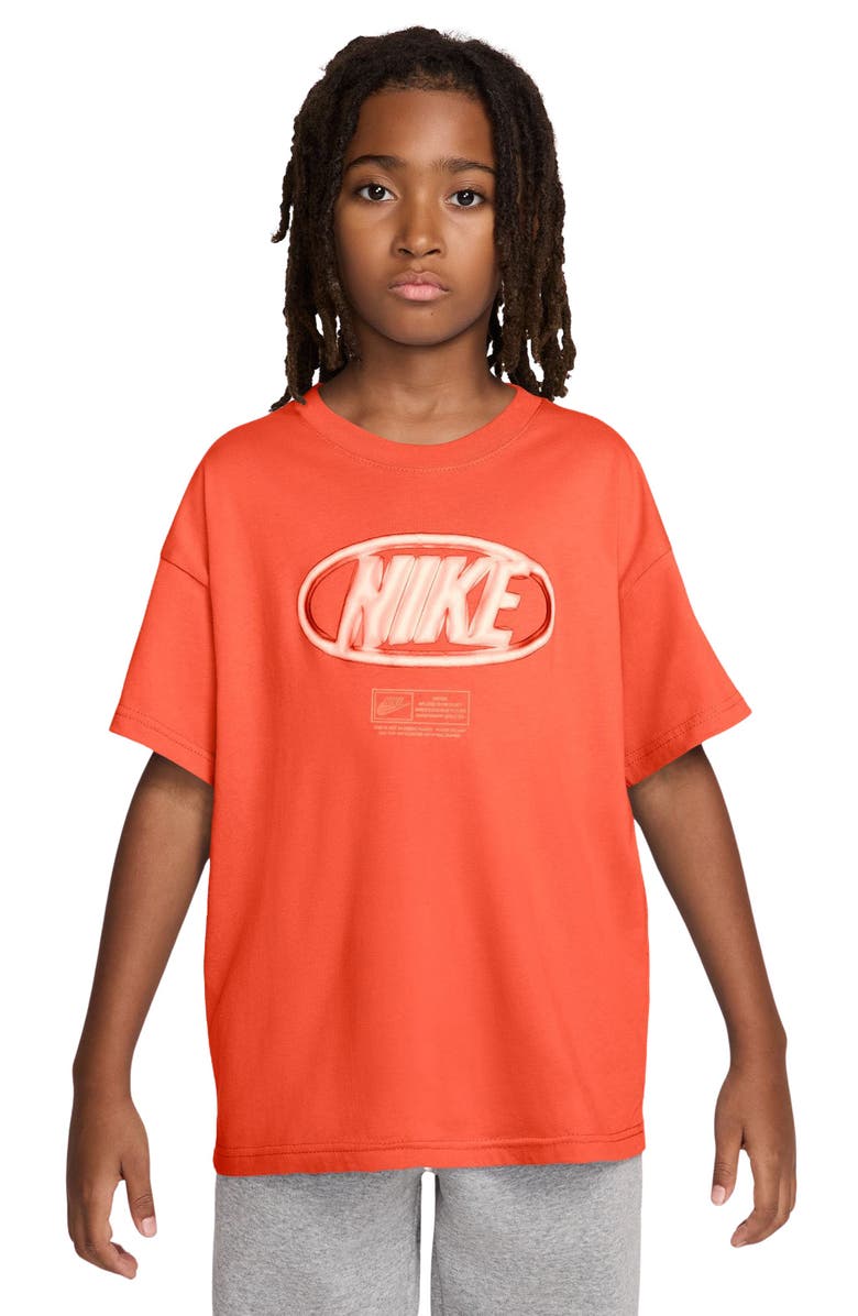 Nike Kids' Sportswear Oval Logo Cotton Graphic T-Shirt, Main, color, Turf Orange