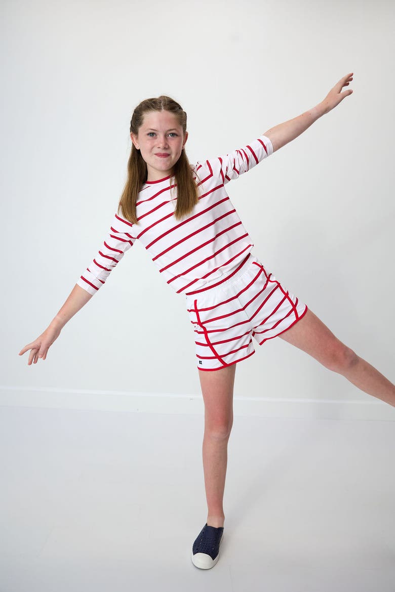 Girls Pleated Skort, Alternate, color, Red Stripe
