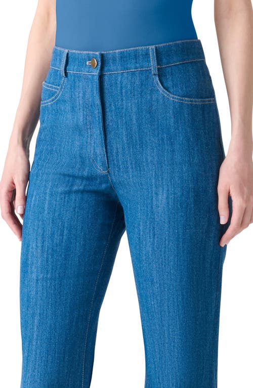 Akris Punto Courtney Bootcut-leg Washed Denim Pants In Blue
