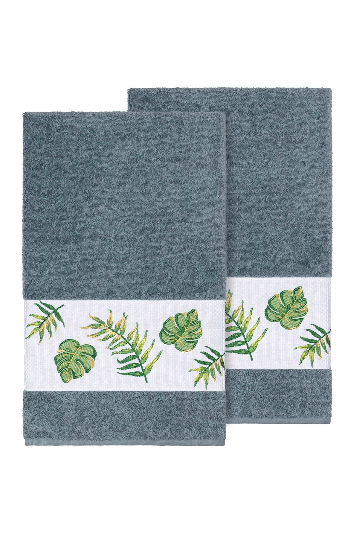 Linum Home Textiles Zoe Embellished Bath Towel - Set of 2 - Teal