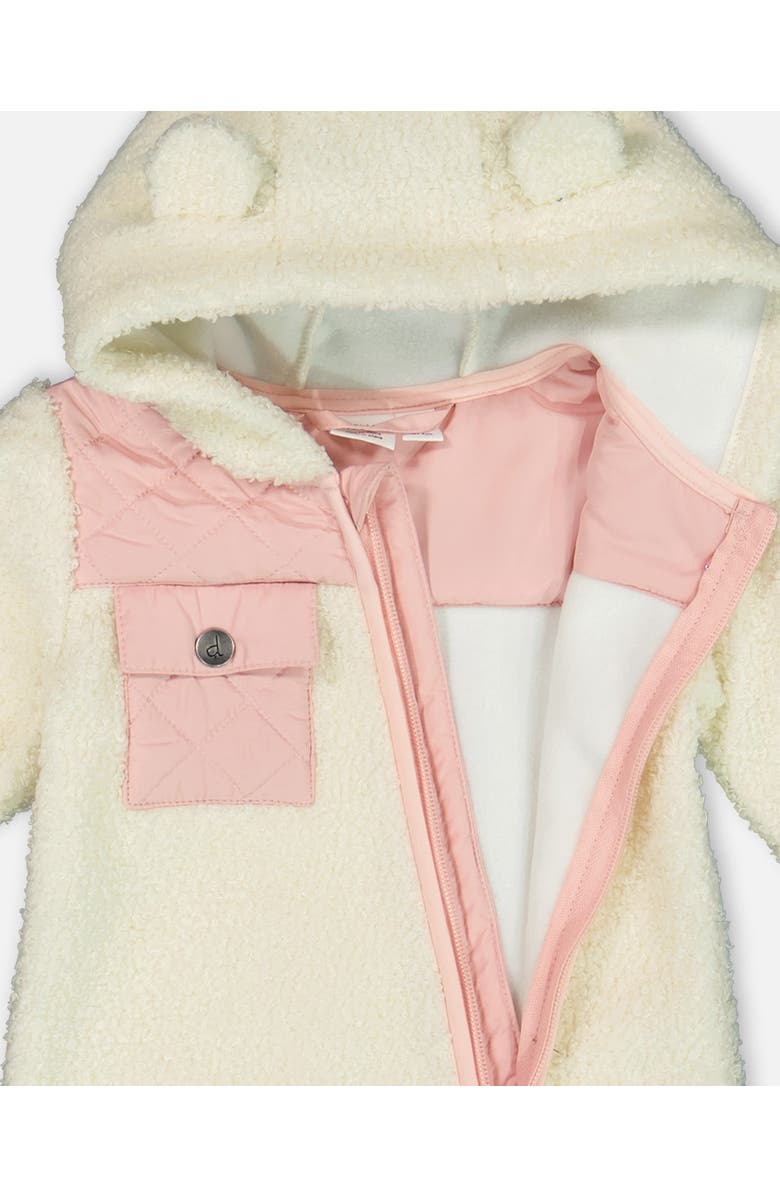 Deux par Deux Baby Girl's Baby One-Piece Mid-Season Outerwear Off-White And Pale Pink, Alternate, color, 