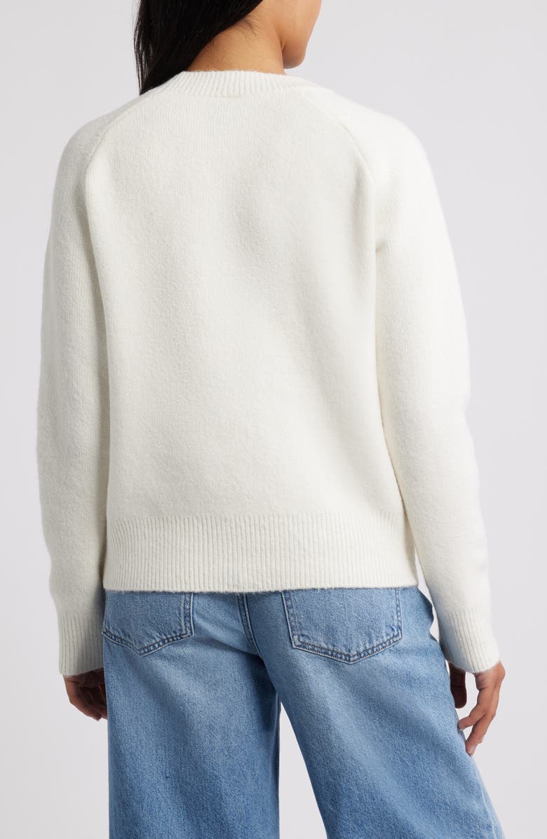 Bobeau Embroidered Heart Sweater, Alternate, color, White/ Red