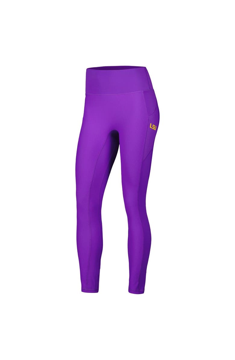 KADYLUXE Women's  Purple LSU Tigers 7/8 Mixed Media Pocket iLeggings, Alternate, color, Purple