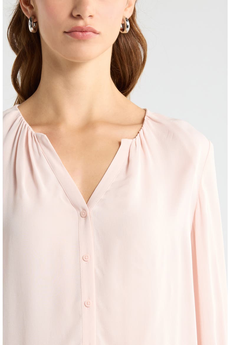V-Neck Button-Up Top, Alternate, color, PINK WISP