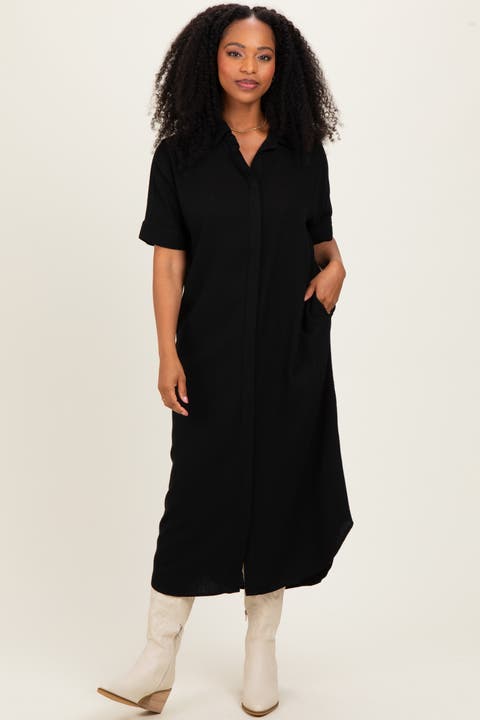 Button Down Midi Shirt Dress