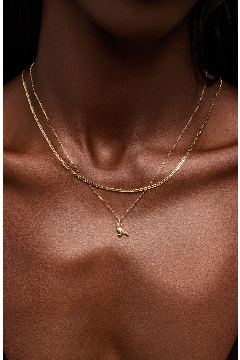 Solid Yellow Gold - Pigeon Charm Necklace, Alternate, color, Gold