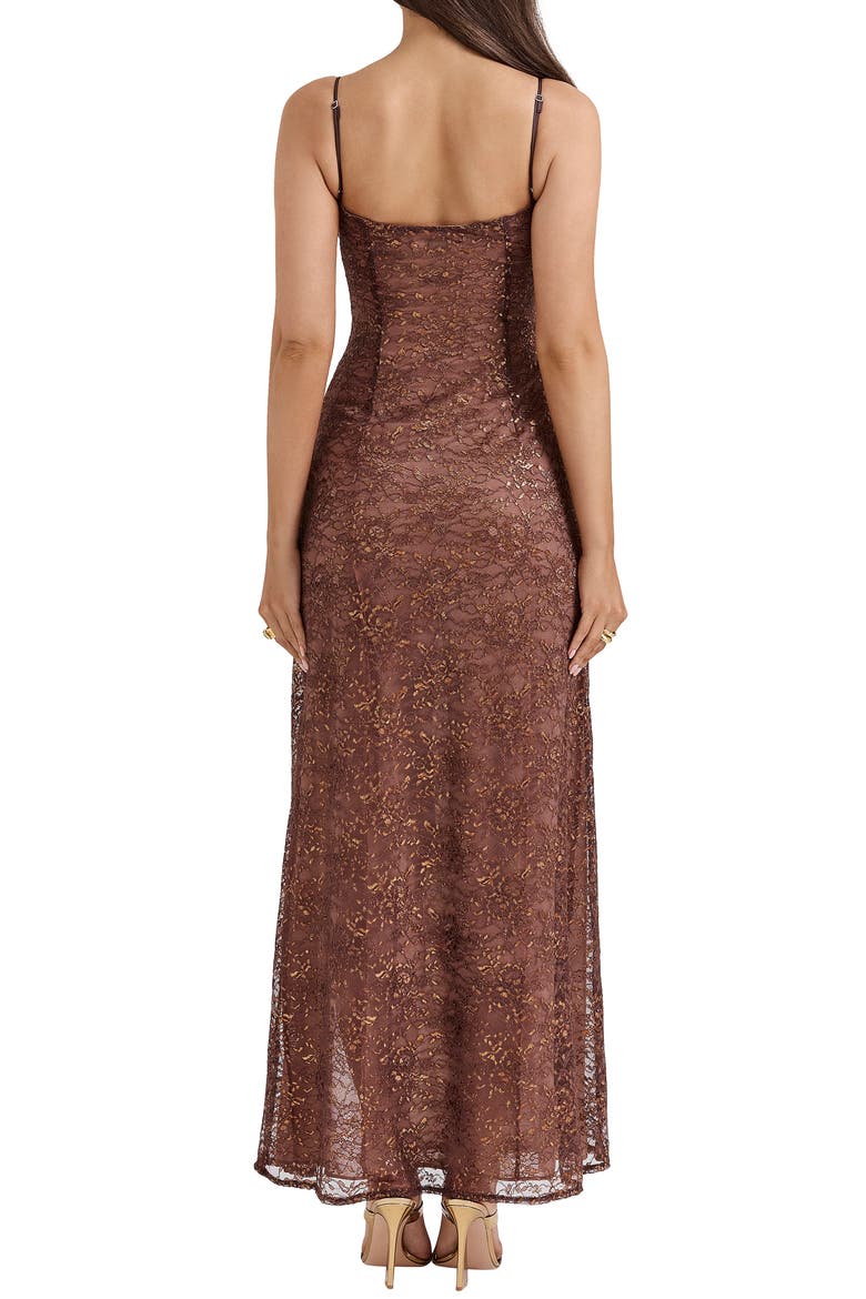 Lucianna Metallic Lace Sleeveless Gown, Alternate, color, PEPPERCORN