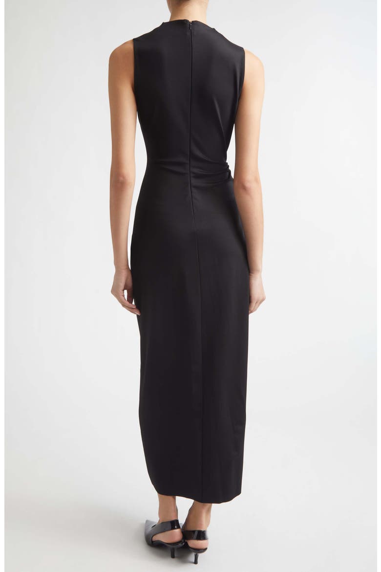 Metallic Embroidered Satin Midi Dress, Alternate, color, BLACK/ GOLD