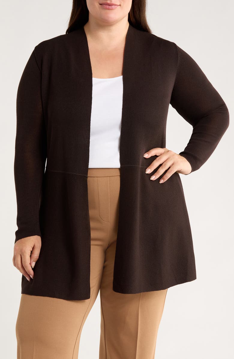 Anne Klein Montery Open Front Cardigan, Main, color, Deep Mahogany