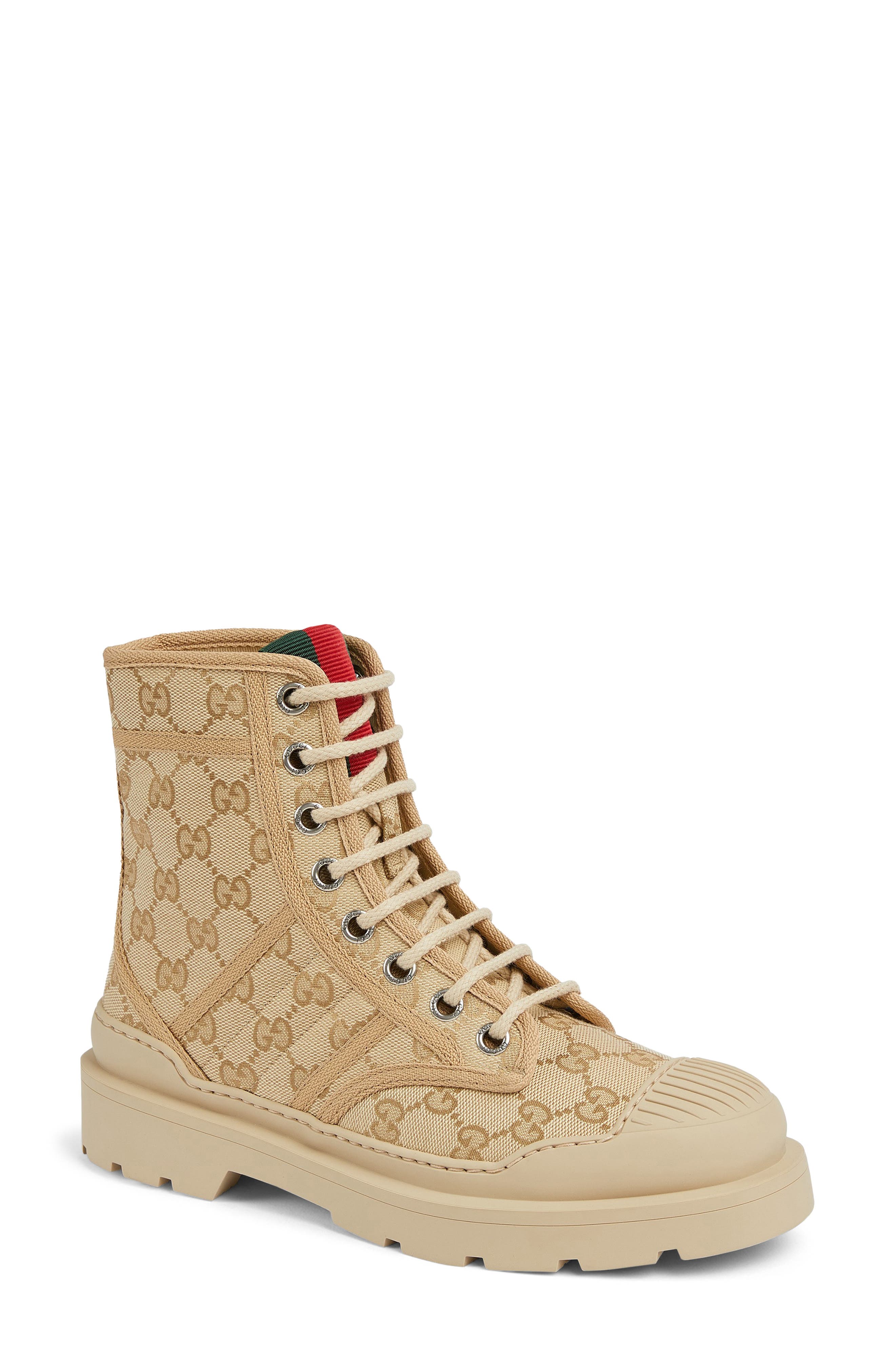 Gucci Sherlin Combat Boot, Main, color, New Sand/ Vrv