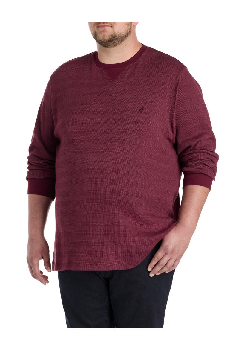 Big & Tall Waffle-Knit Crewneck Sweater, Main, color, ZINFANDEL