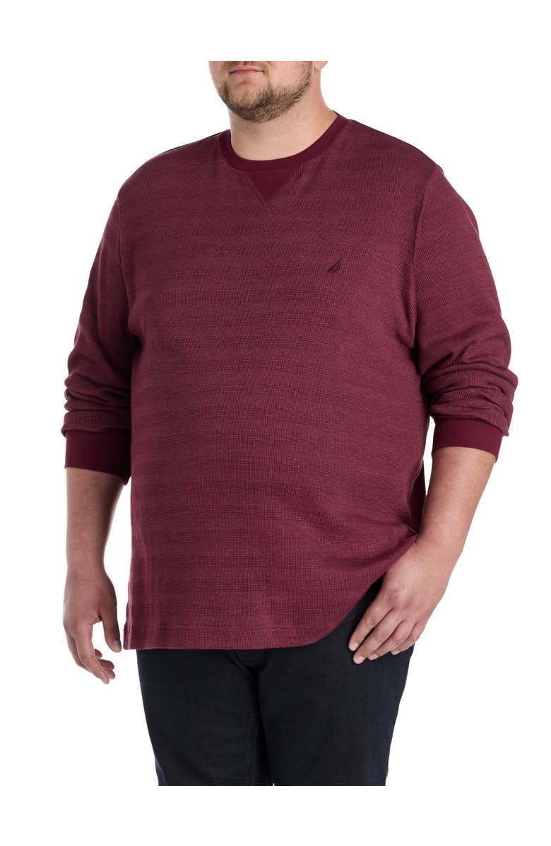 Nautica Big & Tall Waffle-Knit Crewneck Sweater, Main, color, Zinfandel