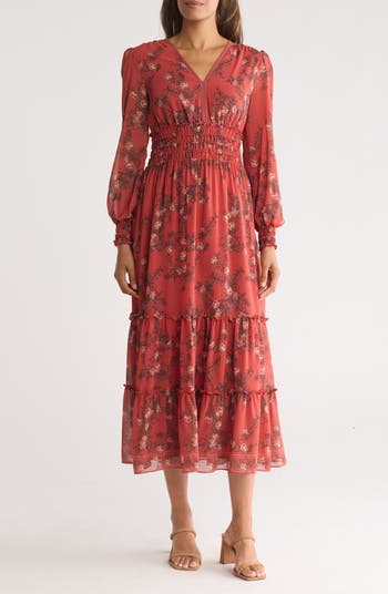 MAX STUDIO Floral Long Sleeve Maxi Dress Nordstromrack