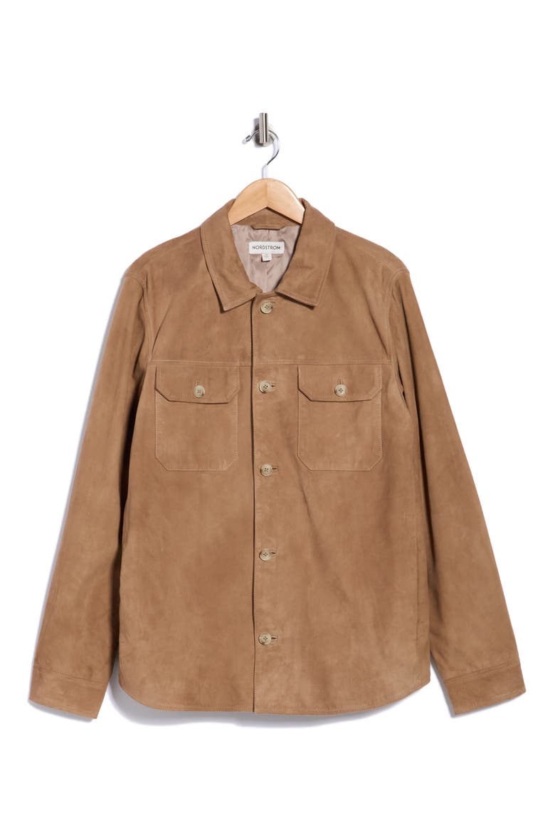 Suede Shirt Jacket, Alternate, color, GREY FUNGI