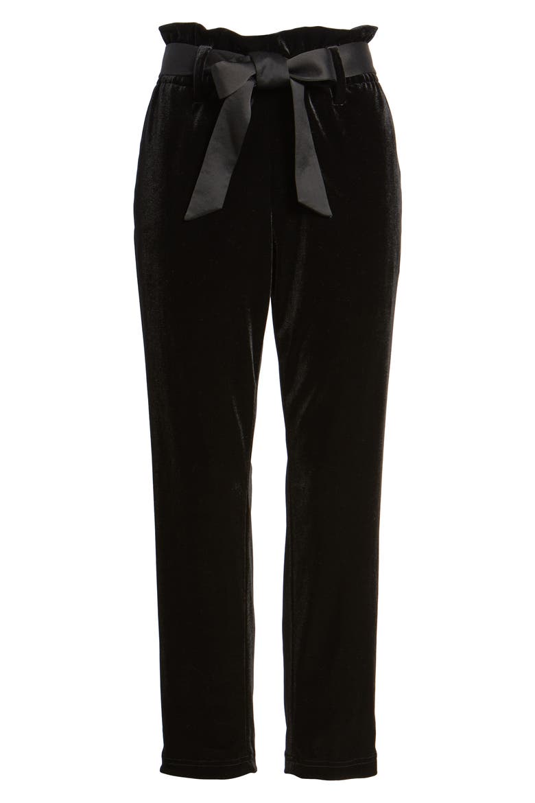 Tie Waist Velvet Pants, Alternate, color, BLACK