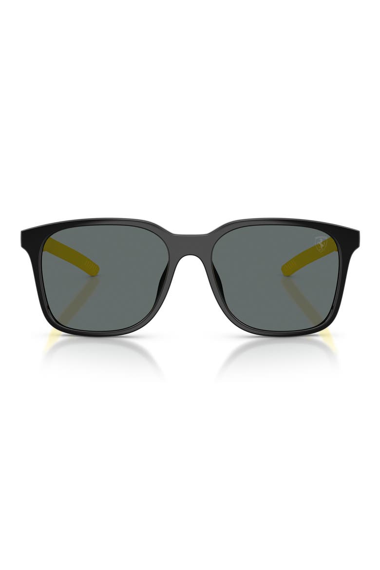 57mm Polarized Square Sunglasses, Main, color, BLACK SHINY / DARK GREY POLAR