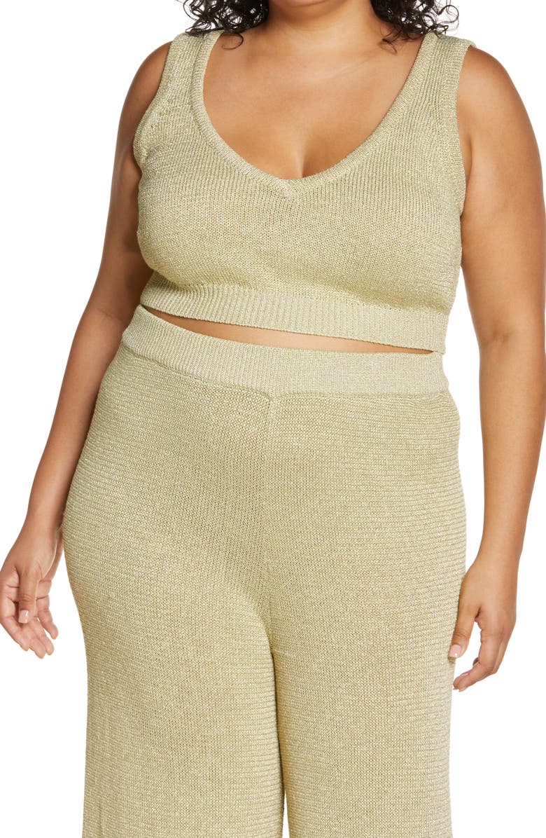 Open Edit Metallic Knit Twinset, Alternate, color,